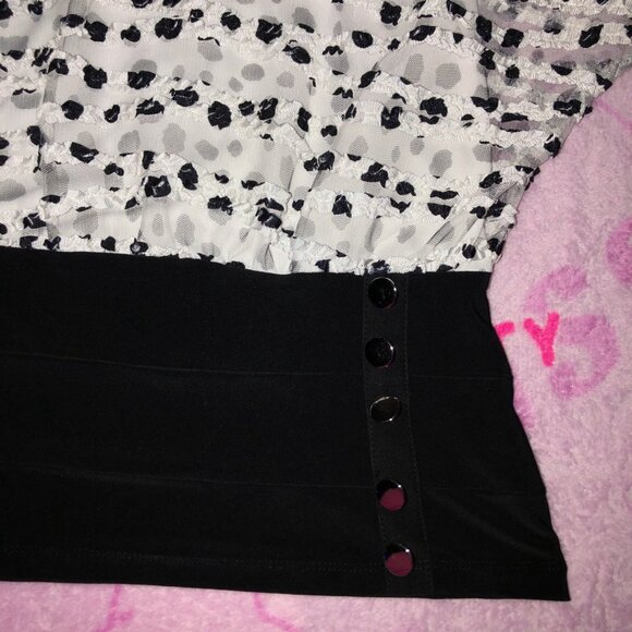 y2k coquette unique mesh layered top with bandage waistband and buttons - Picture 2 of 6